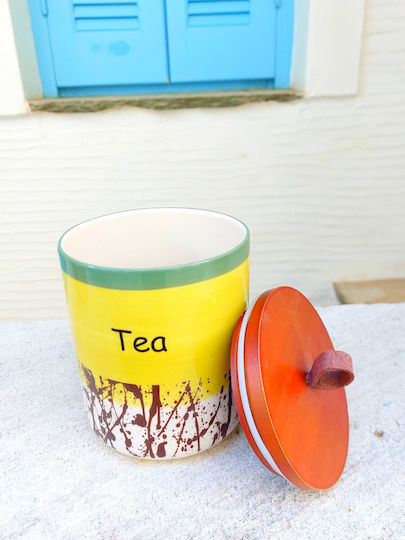 Etoile Nature Set of 3 Ceramic Food Jars for Sugar Coffee and Tea with Lid 12x12x14cm