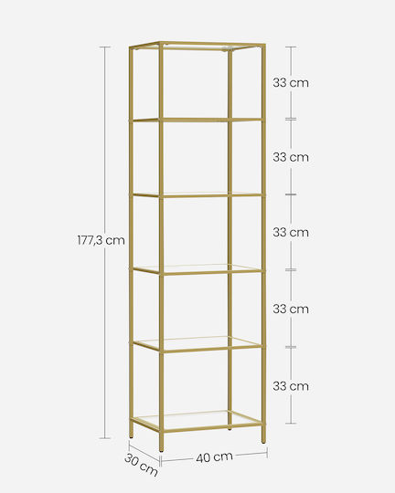 Βιβλιοθήκη Metallic Gold 30x40x177.3εκ.