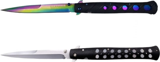 Set Two Stiletto Knives Locking Blade Belt Attachment 33 Cm
