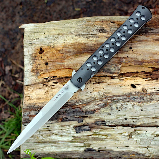 Set Two Stiletto Knives Locking Blade Belt Attachment 33 Cm