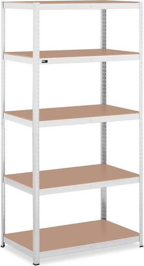 Raft de depozitare metalic 5 polițe 750 kg 100 x 60 x 197 cm gri