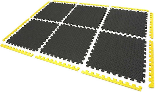 Eva Foam Floor Protection Tiles Puzzle Type 6 Pieces Non-slip Black and Yellow Floor 61x61cm Hbm Machines