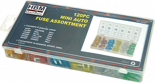 Set Mini Fuse Auto 5-30 Amp 120 Pcs