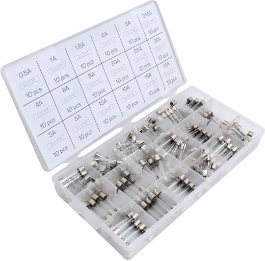 Glass Fuse Assortment Set 6x30mm 0.5a-30a 180 Pieces