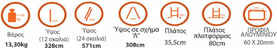 Βάση Διπλή Σκάλα Αλουμινίου 2x12