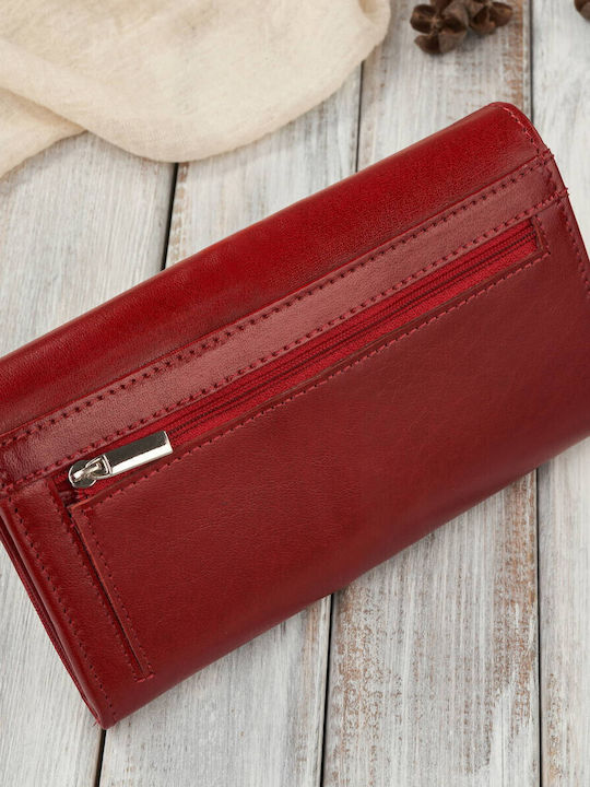 Large Leather Women's Wallet Classic with RFID Red