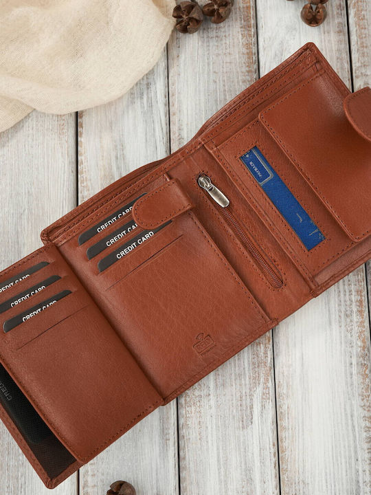 Small Leather Women's Wallet Classic with RFID Tabac Brown