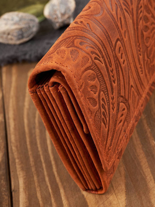 Large Leather Women's Wallet with RFID Orange