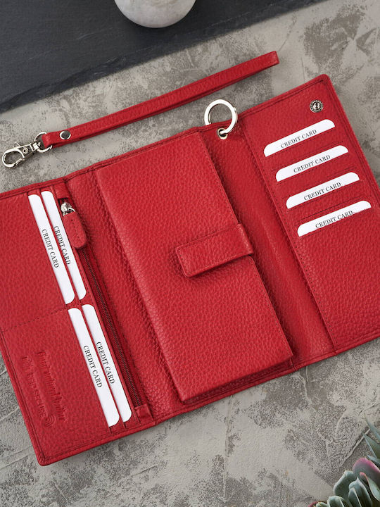 Large Leather Women's Wallet Classic with RFID Red