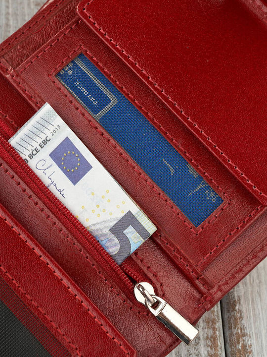 Μικρό Δερμάτινο Γυναικείο Πορτοφόλι με RFID Κόκκινο
