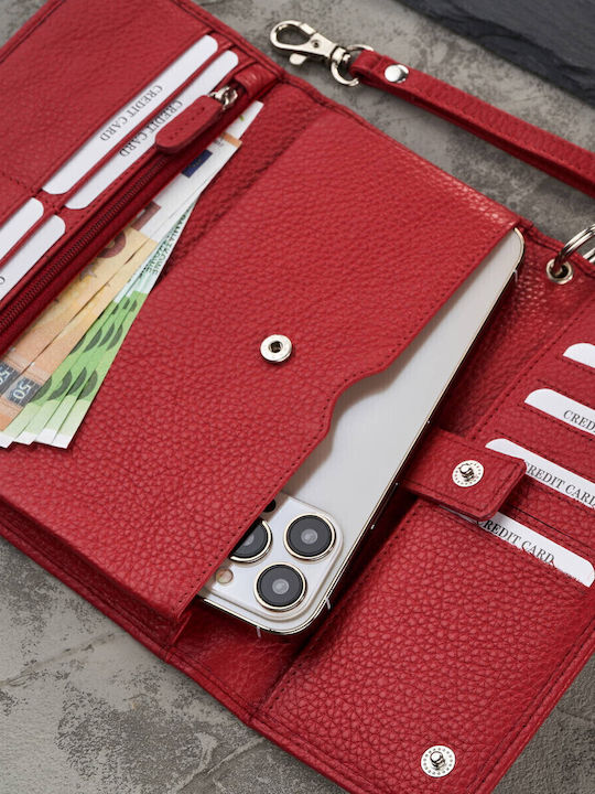Large Leather Women's Wallet Classic with RFID Red
