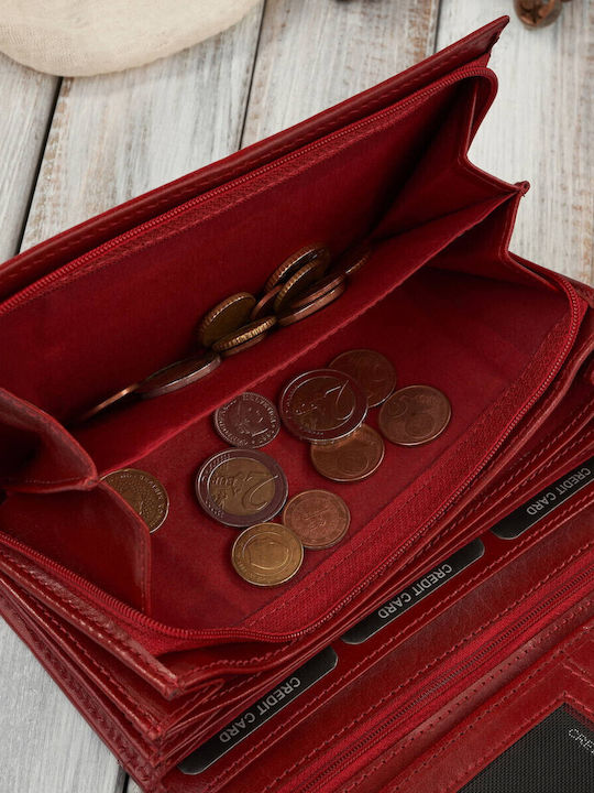 Large Leather Women's Wallet Classic with RFID Red
