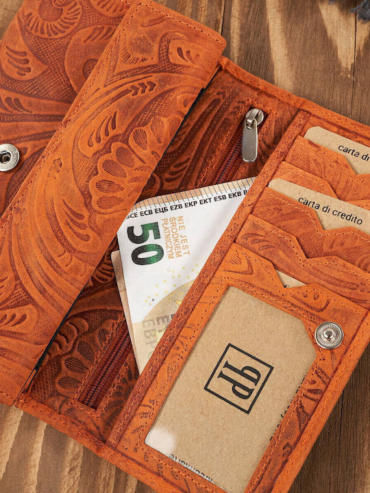 Large Leather Women's Wallet with RFID Orange