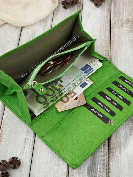 Large Leather Women's Wallet Classic with RFID Green