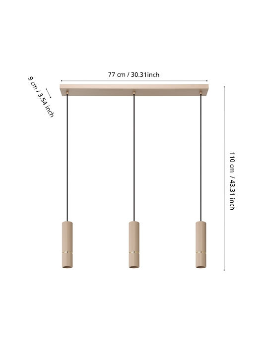 Eglo Pendant Light Beige with Socket GU10 77x9cm