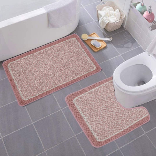 Sidirela Set Bath Mats Cotton E-4534 Pink 2 Pieces