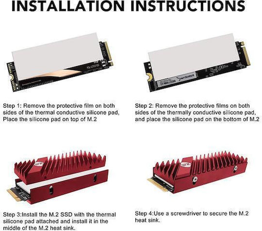 High Performance M.2 SSD Heatsink Negru