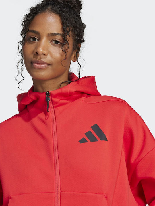 Z.N.E. Women's Sweatshirt Jacket Hooded Red