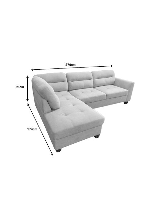 Camile Corner Couch with Left Corner Beige 270x174x95cm