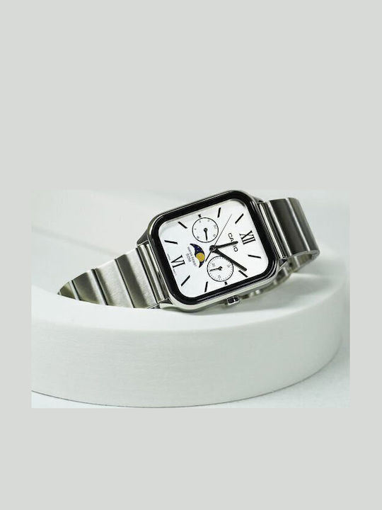 Casio Herrenuhr Chronograph Batterie mit Silber Metallarmband