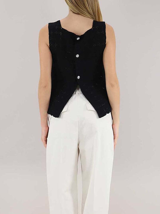 Women's Sleeveless Black Blouse
