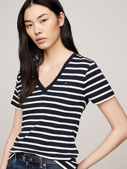 Breton Damen T-Shirt Gestreift Schwarz