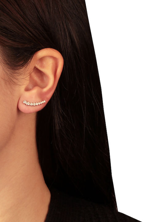 Jeweltude Σκουλαρίκια Ear Climbers από Ασήμι με Πέτρες