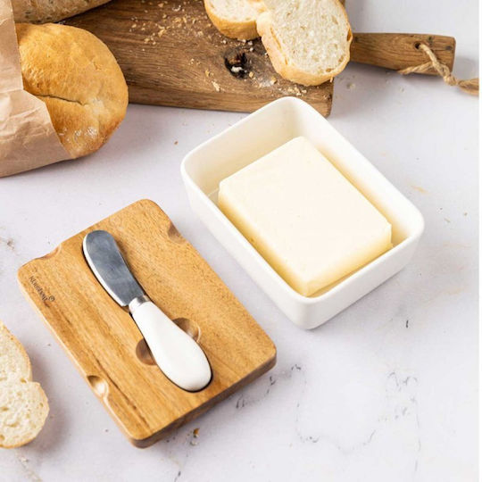 Maselniczka Porcelanowa Z Nożykiem Klausberg Kb-7785 Biała