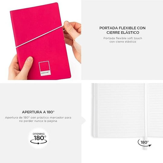 Pantone Notebook with Pen Holder Pink