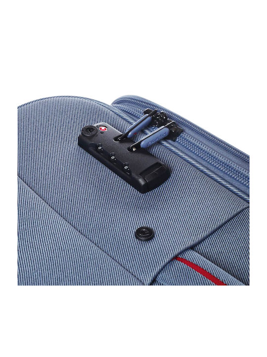 Diplomat Large The Athens Collection Fabric Suitcase Blue with 4 Wheels Height 78cm