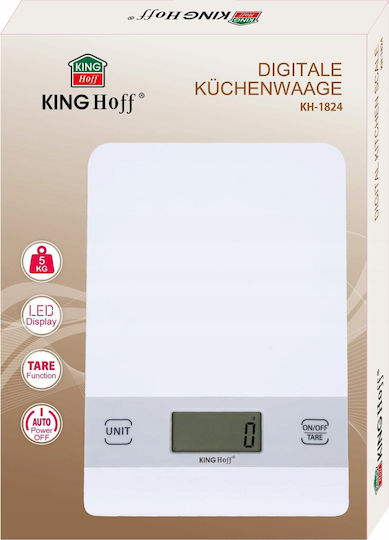 KING Hoff Ψηφιακή Ζυγαριά Κουζίνας έως 5kg Λευκή