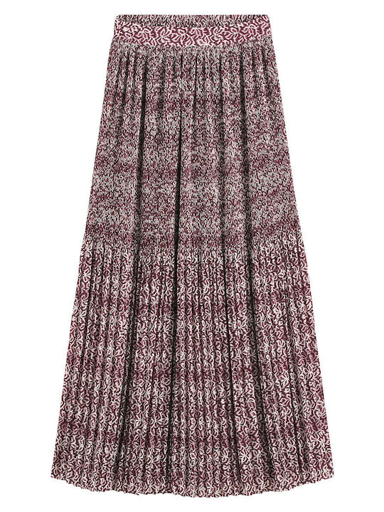 Πλισέ Maxi Φούστα Floral Κόκκινη