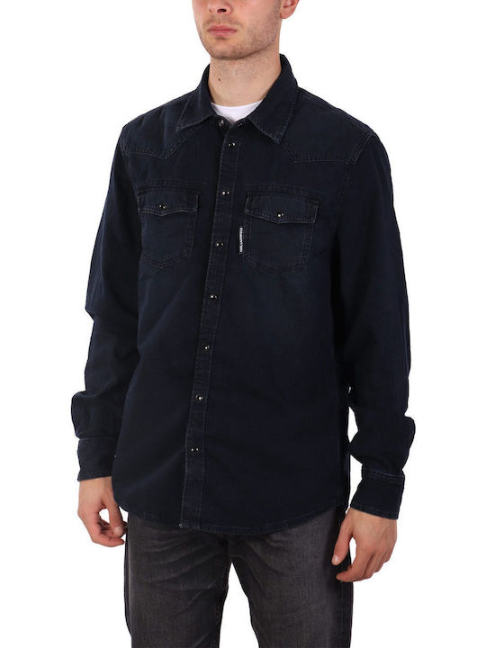 Long-sleeved Denim Shirt Blue