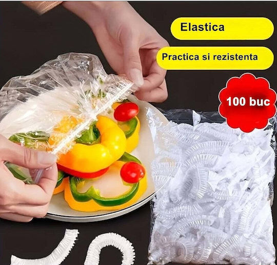 Set 100 Elastic Food Bowl Protection Foils Flippy Plastic Material Freshness Diameter 12 40 Cm