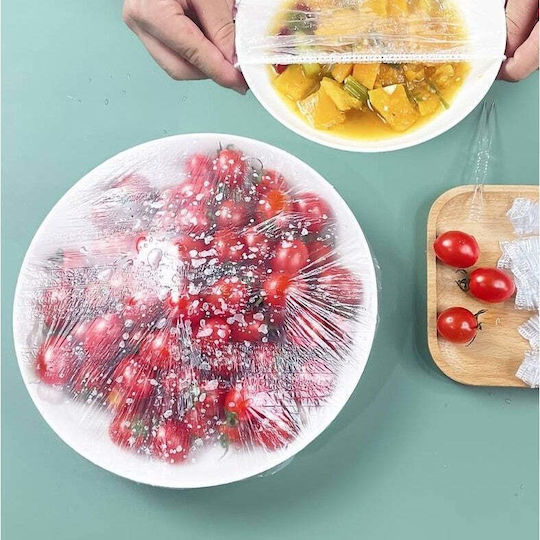 Set 100 Elastic Food Bowl Protection Foils Flippy Plastic Material Freshness Diameter 12 40 Cm