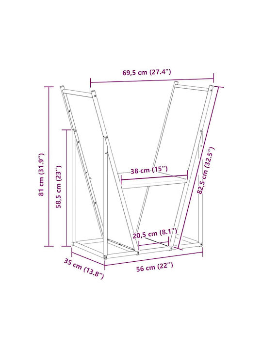 vidaXL Ξύλινο Ράφι Αποθήκευσης Ξύλων 69.5x35x81cm Λευκό