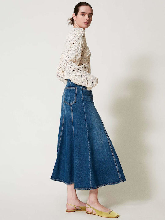 Дънково С висока талия Пола Denim