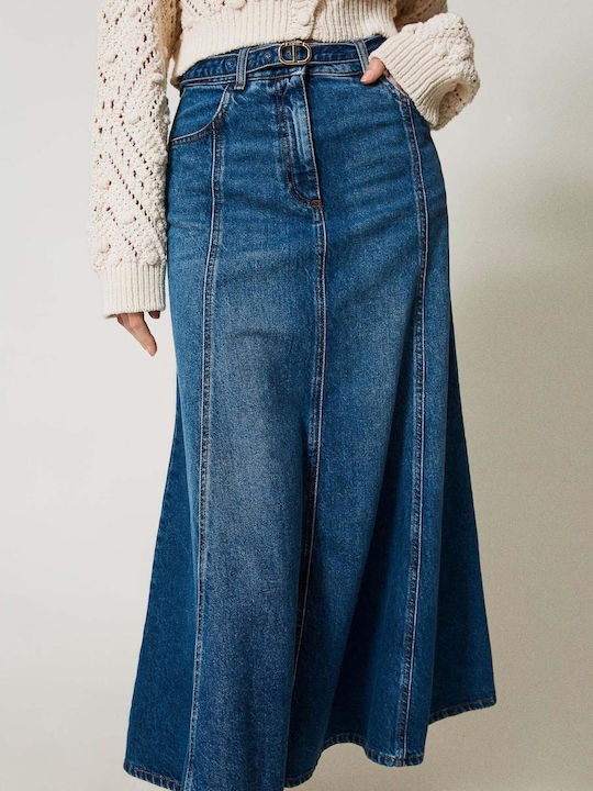 Дънково С висока талия Пола Denim