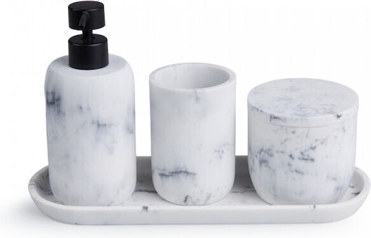 Lifa-Living Plastic Bathroom Accessory Set White 4pcs