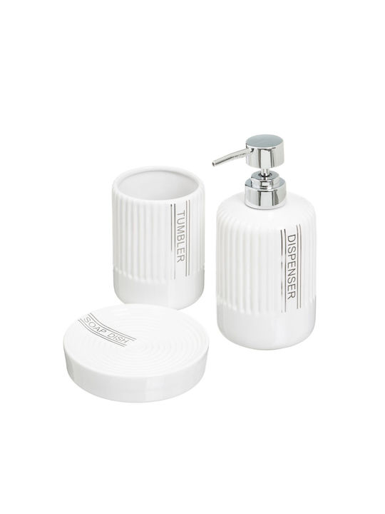 Ceramic Bathroom Accessory Set White