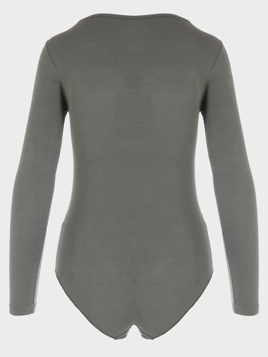 Women's Modal Long Sleeve Bodysuit Khaki