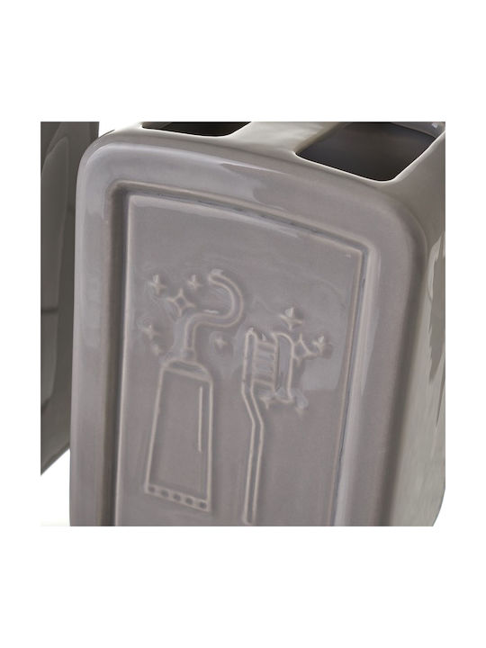 BigBuy Ceramic Bathroom Accessory Set Gray