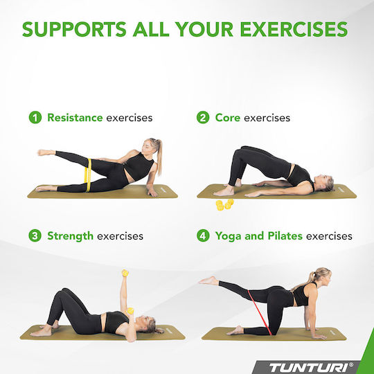 Tunturi Covor de exerciții fizice Pilates Verde cu curea de transport (180x60x1.5cm)