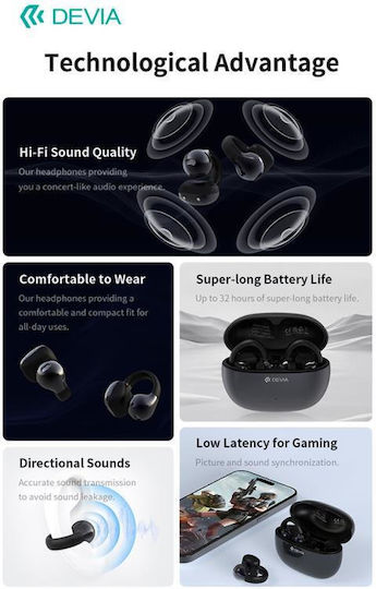 Devia EM402 Pro2 In-ear Bluetooth Handsfree Earphones with Charging Case Purple