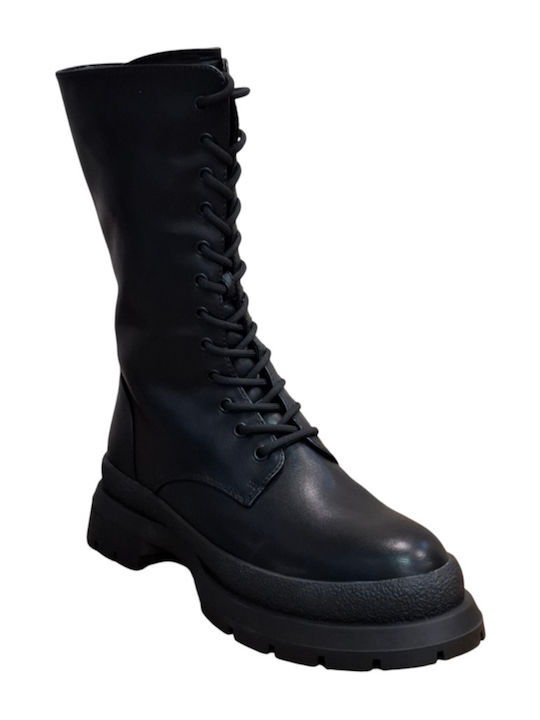 Betsy Synthetic Leather Women's Boots with Laces Black