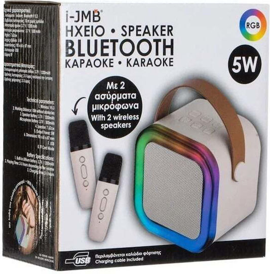 Sistem De Karaoke Cu Microfoane Fără Fir Și Efecte De Iluminare Bej i-jmb