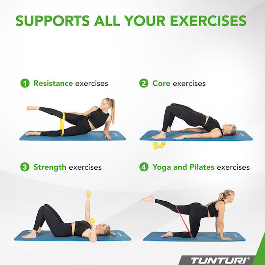Tunturi Στρώμα Γυμναστικής Pilates Γαλάζιο με Ιμάντα Μεταφοράς (180x60x1.5cm)
