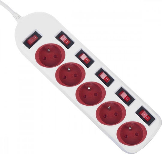 Maclean Energy Πολύπριζο 5 Θέσεων με USB-A, Διακόπτη και Καλώδιο 1.5m