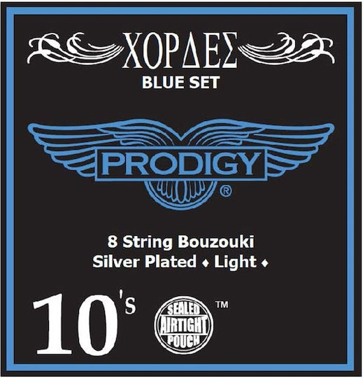 Prodigy Set of Silver Plated Strings for Bouzouki Blue 10 - 28"