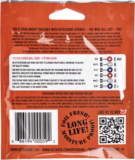 Rotosound Jumbo King Set of Phosphor Bronze Acoustic Guitar Strings 11 - 52 Light